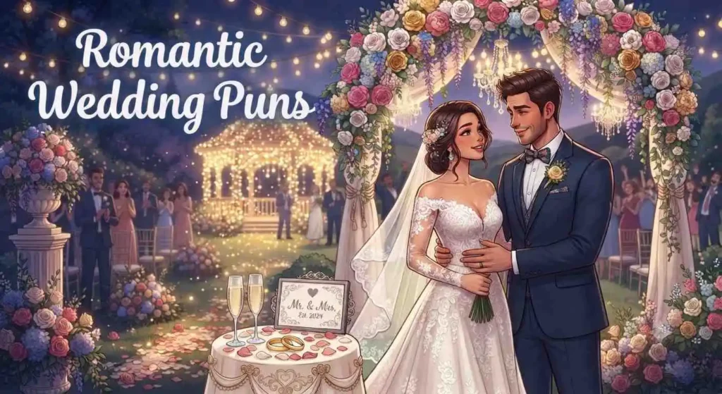 Romantic wedding couple celebration