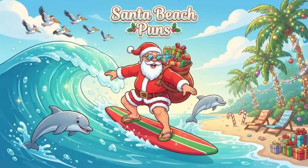 Santa surfing tropical waves