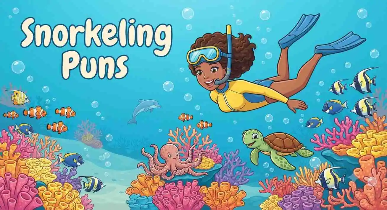 snorkeler with sea life
