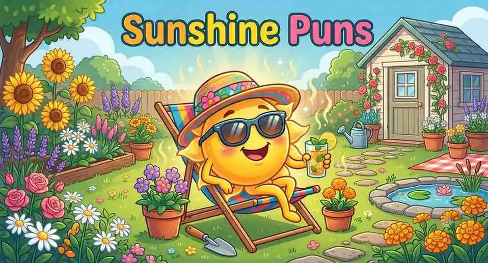 Cute sunshine character enjoying summer