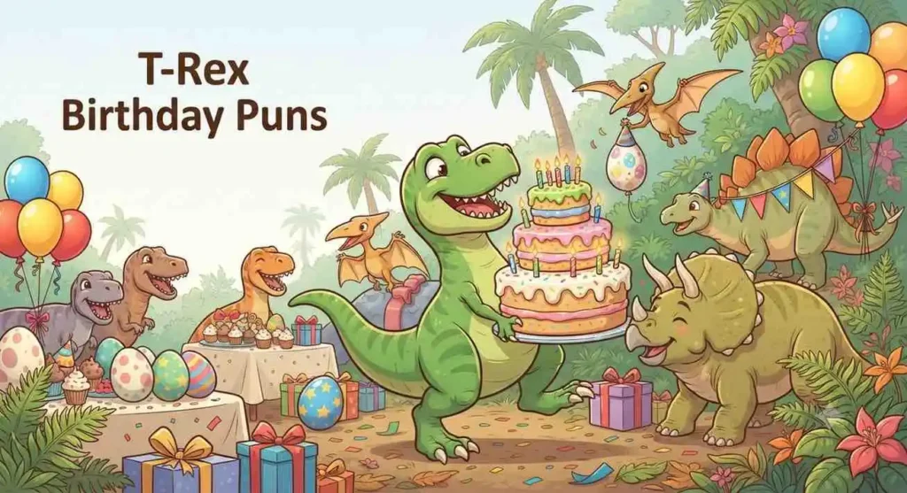 Funny T-Rex birthday party
