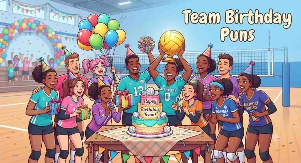 Volleyball team birthday celebration