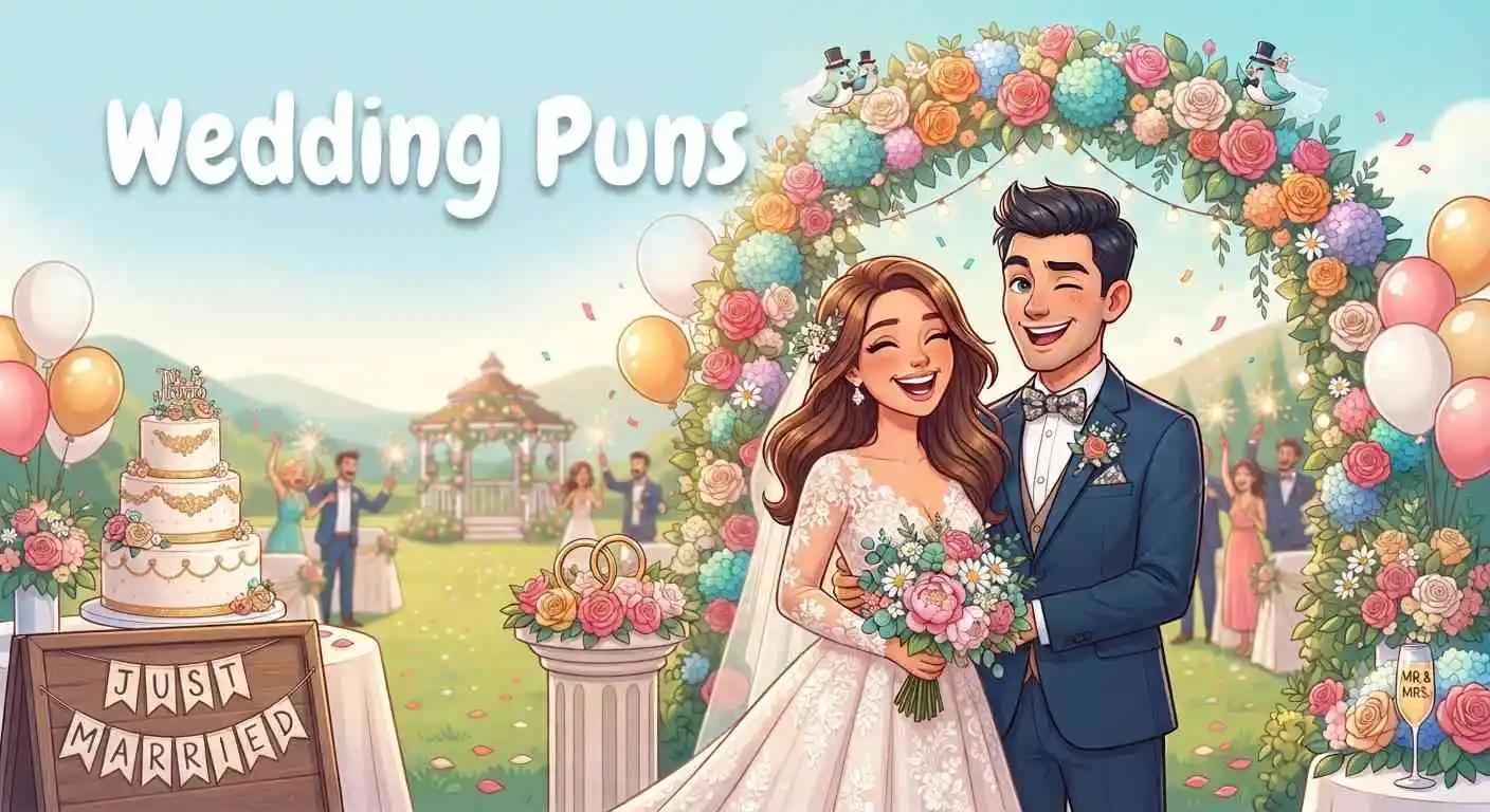 Cute wedding couple celebration
