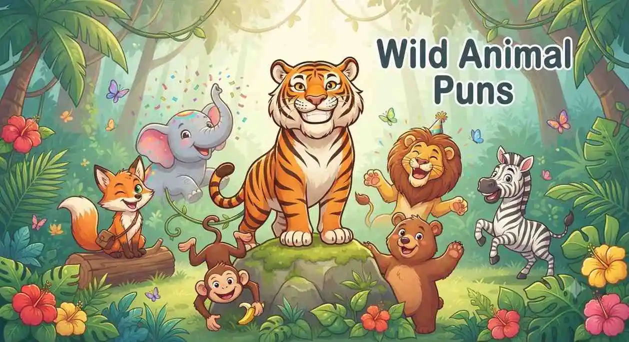 Funny wild animals smiling together