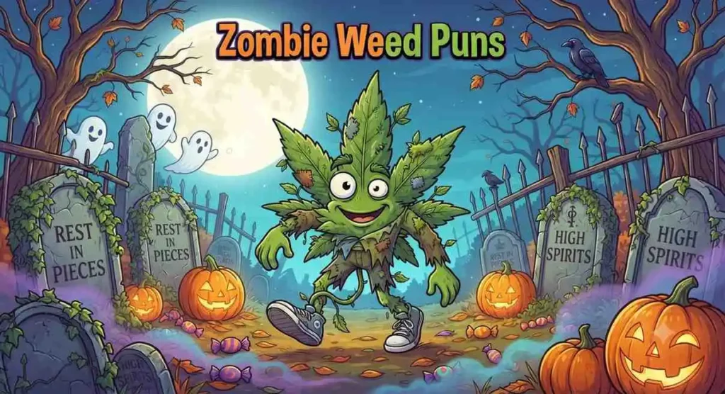 Funny zombie cannabis leaf