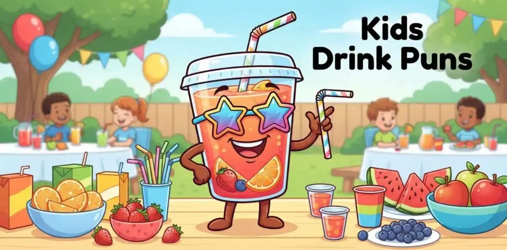 Cute kids drink puns