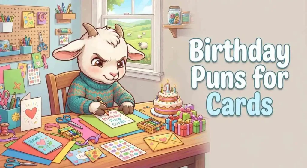 Goat birthday card illustration