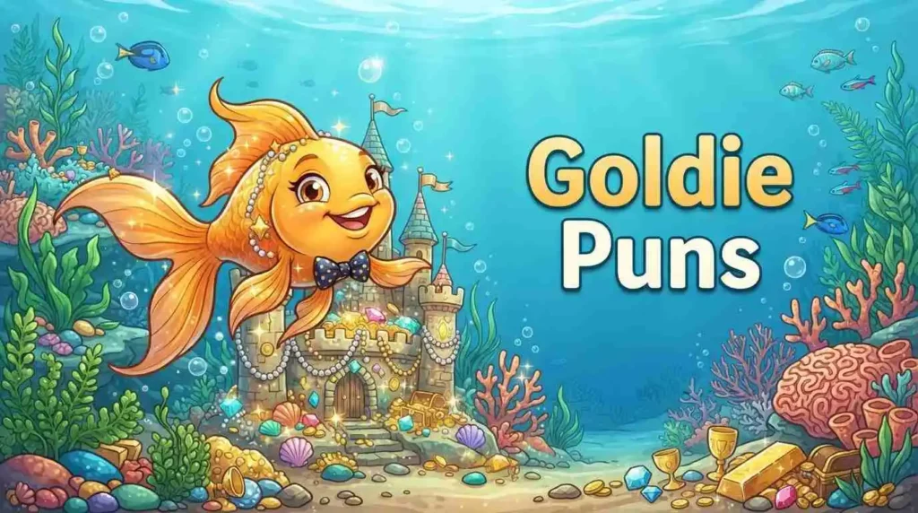 Funny Goldie goldfish in aquarium