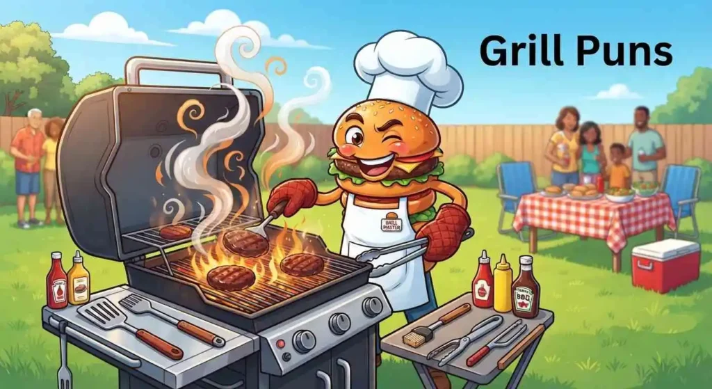 Funny burger grilling scene