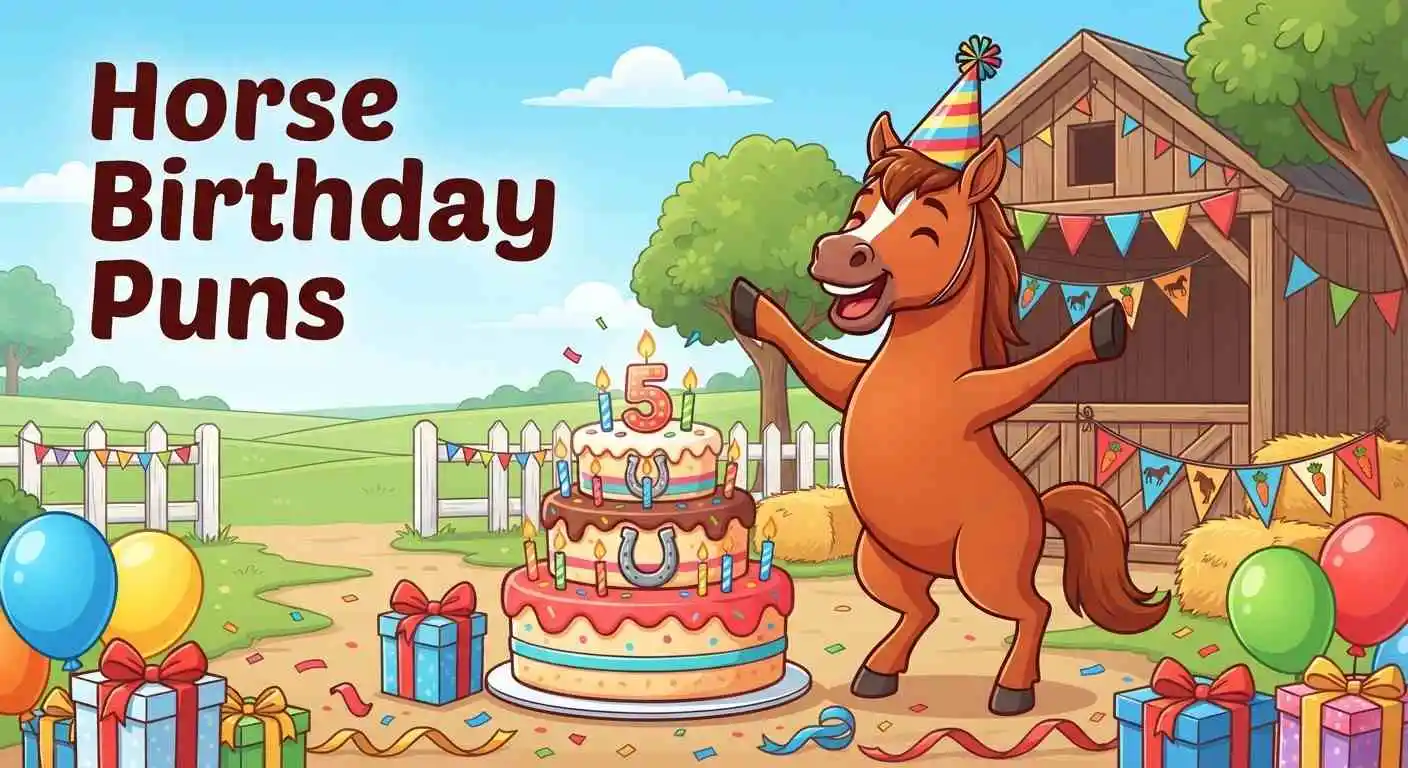 Funny horse birthday celebration