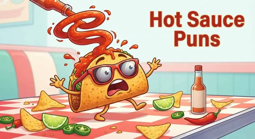 Taco character with spicy sauce