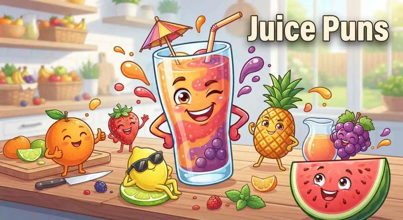Funny fruit juice illustration