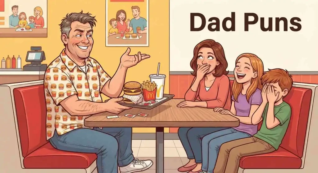Dad enjoying funny fast food
