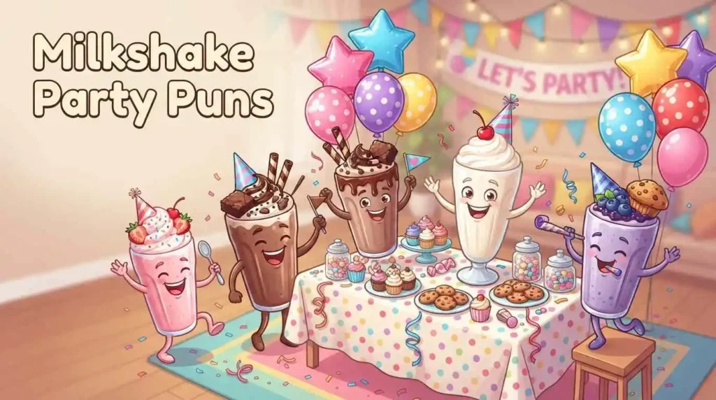 Milkshake party with colorful desserts