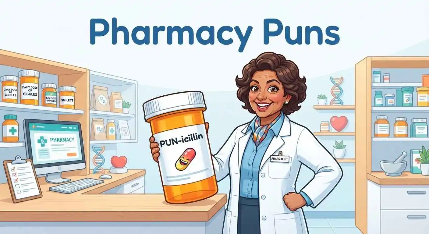 Funny pharmacy pun scene