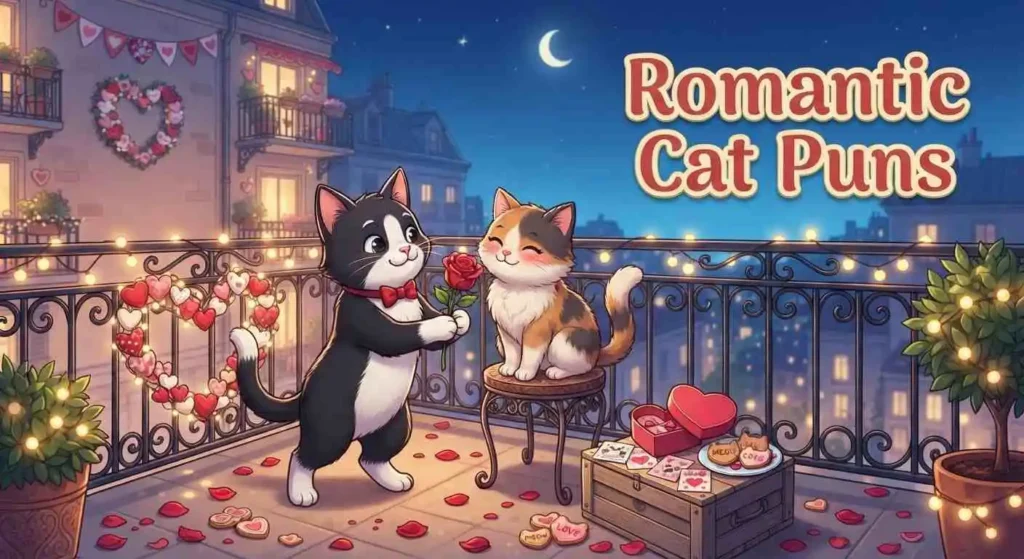 Cute cats sharing Valentine romance