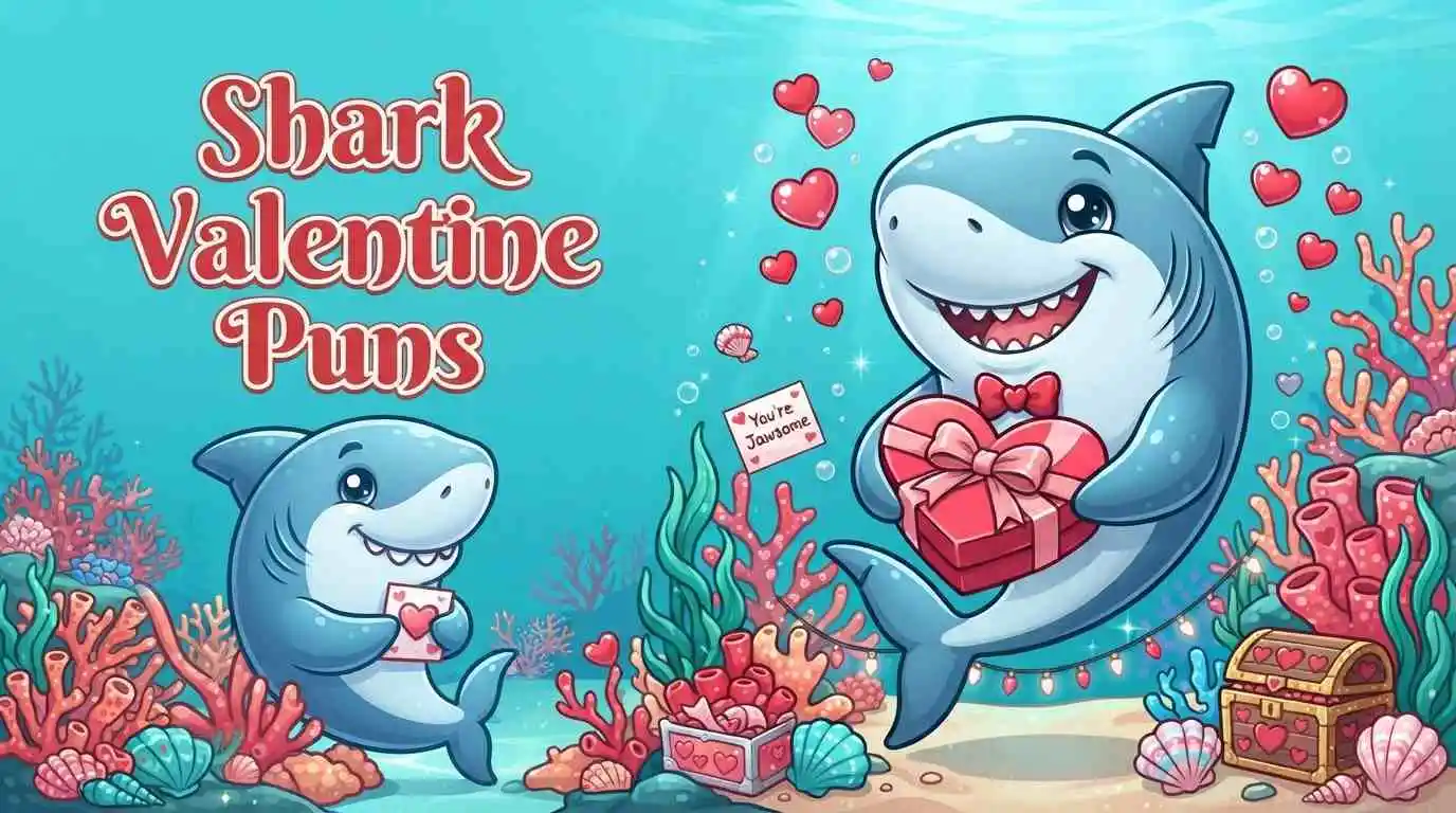 Cute shark Valentine scene