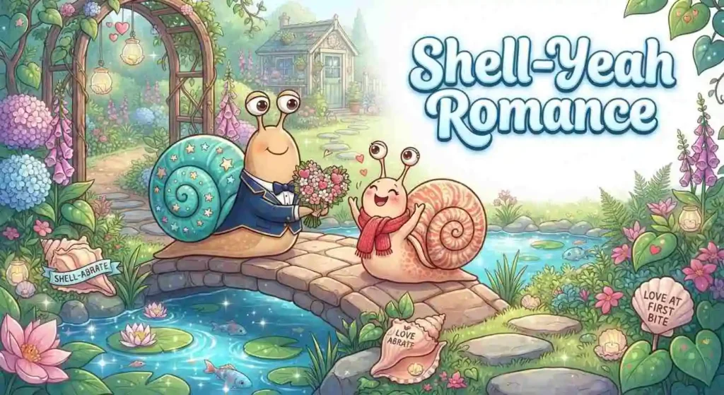 Romantic snails celebrating shell love