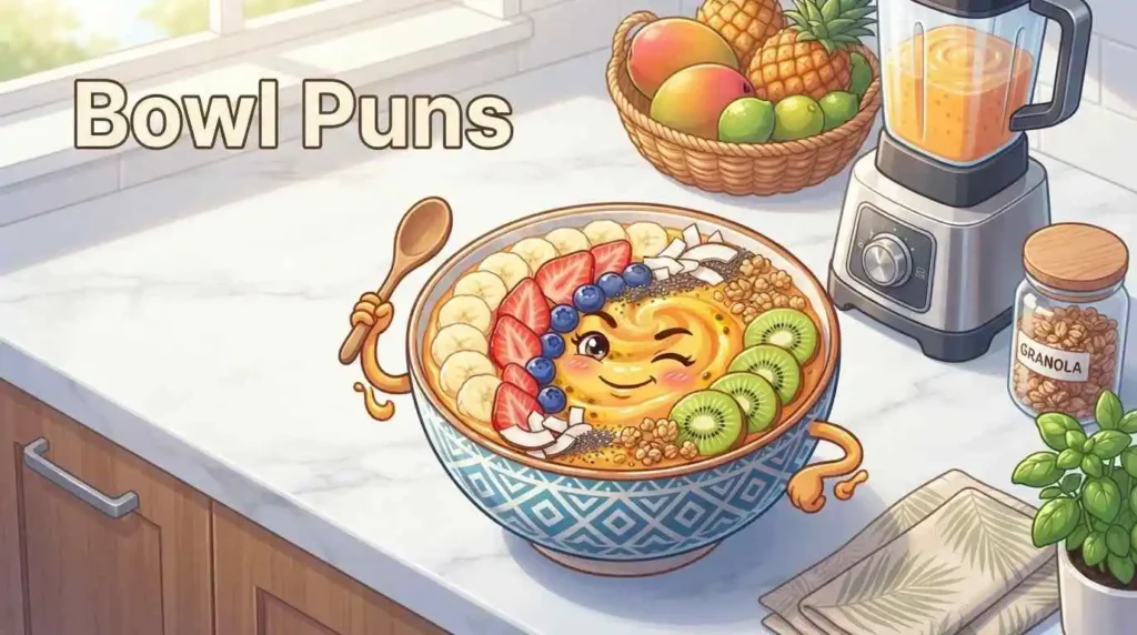 Funny smoothie bowl illustration