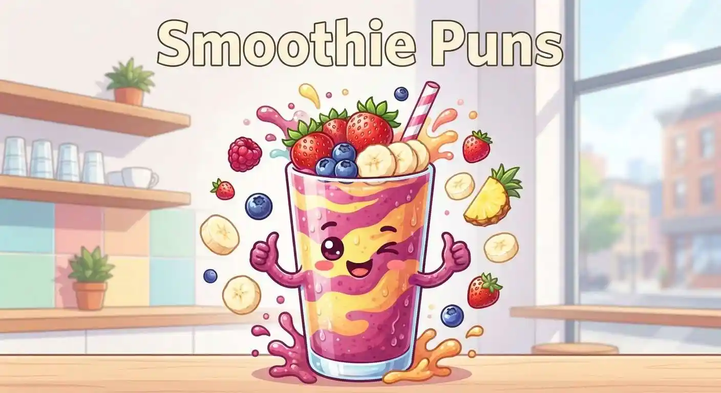 Funny smoothie fruit illustration