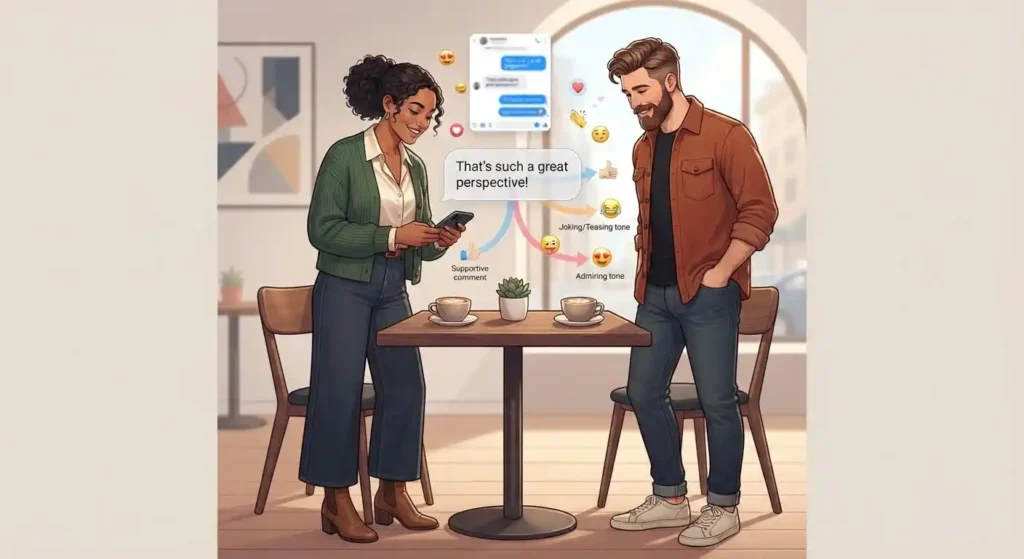 Friends interpreting online slang