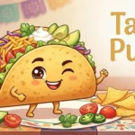 Funny taco with colorful toppings