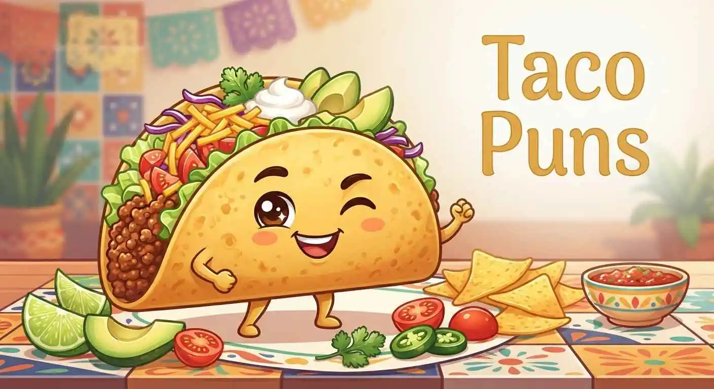 Funny taco with colorful toppings