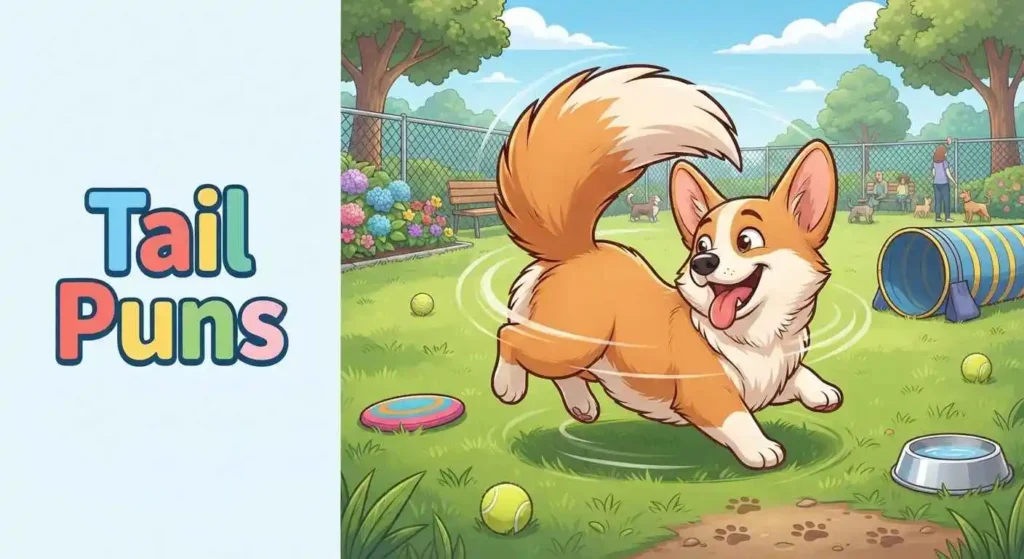 Playful puppy wagging tail