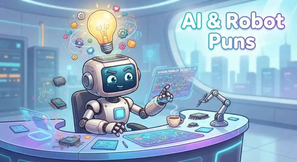 Funny robot making AI puns