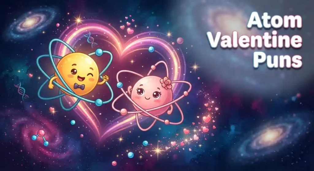 Cute atoms forming a Valentine heart