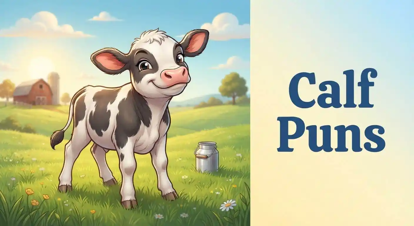 Cute calf on farm