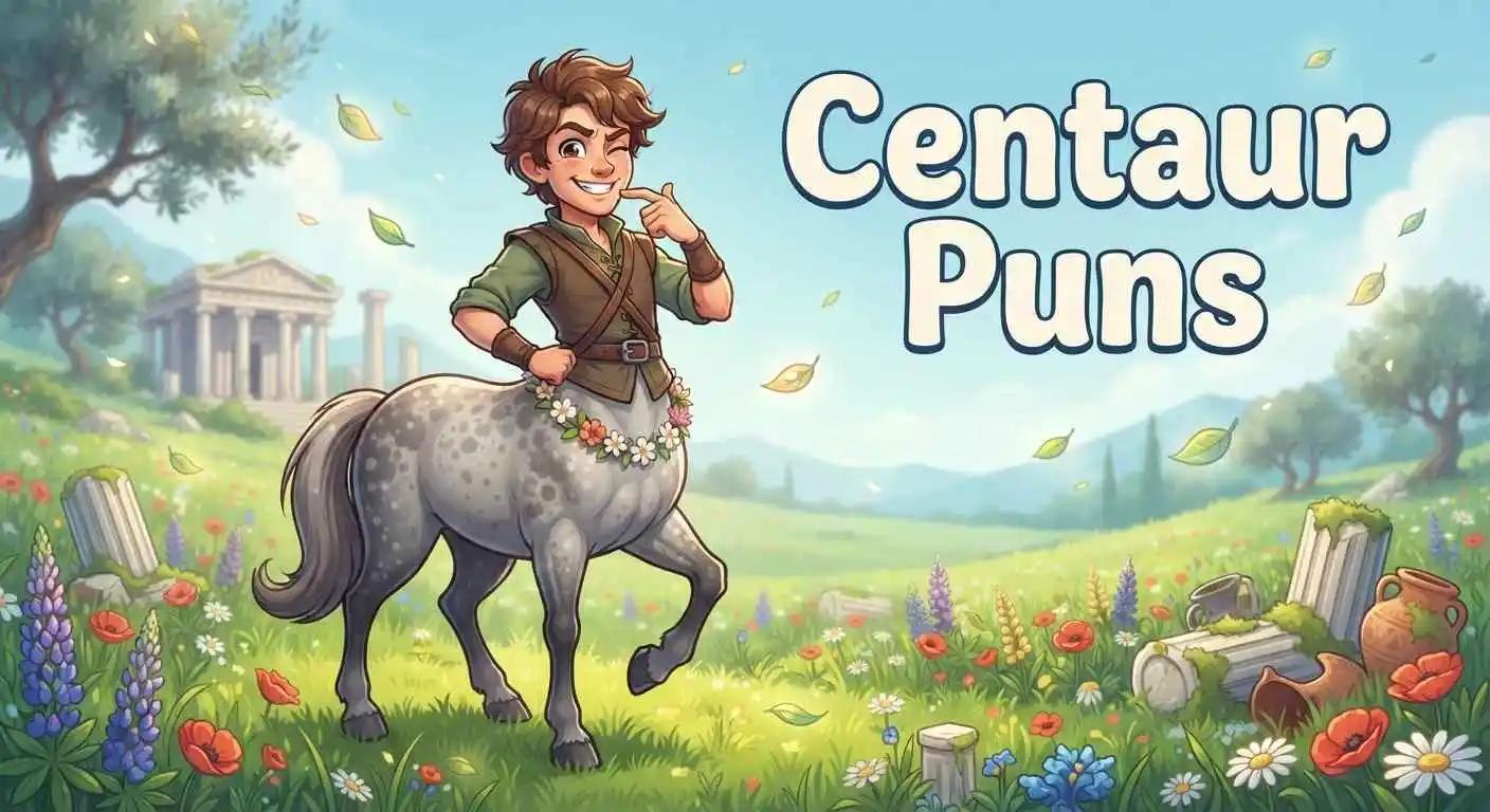 Funny centaur posing in fantasy landscape
