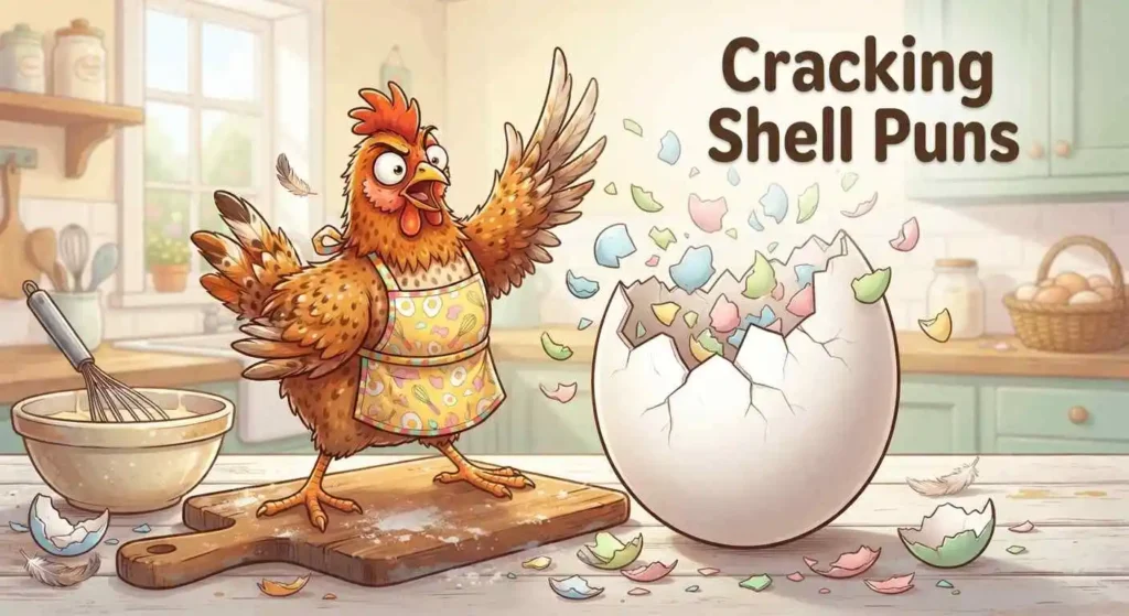 Chicken cracking egg shell