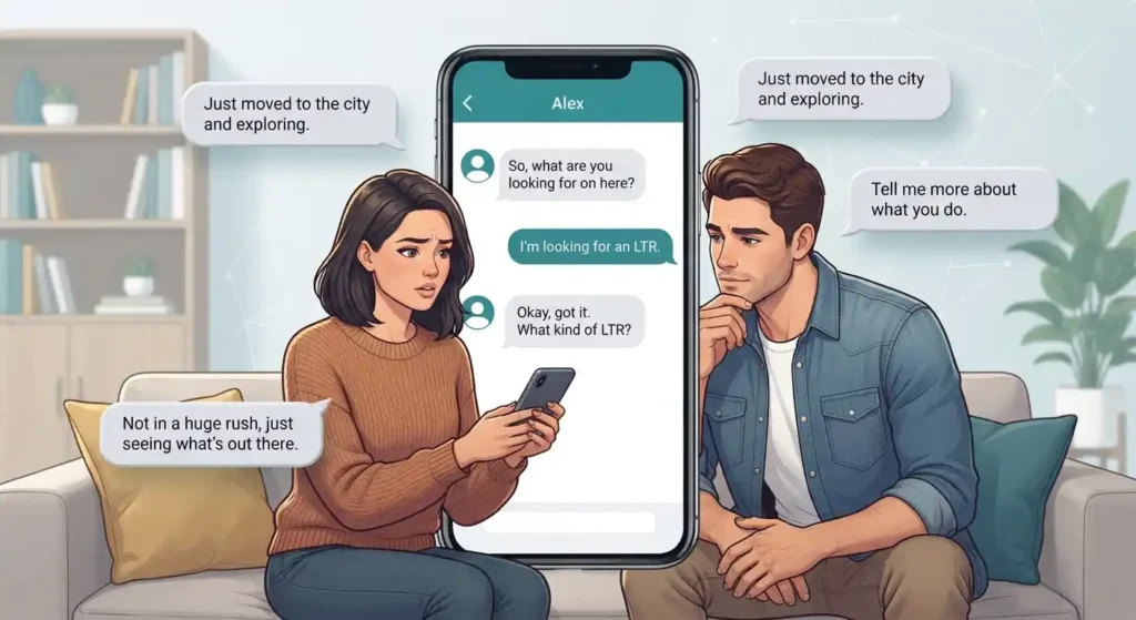Two adults interpreting a dating abbreviation in context