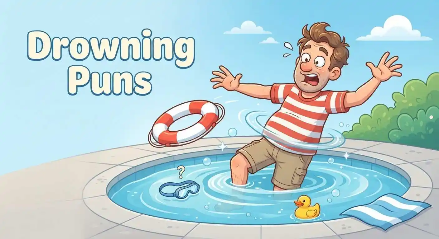 Funny character struggling in water