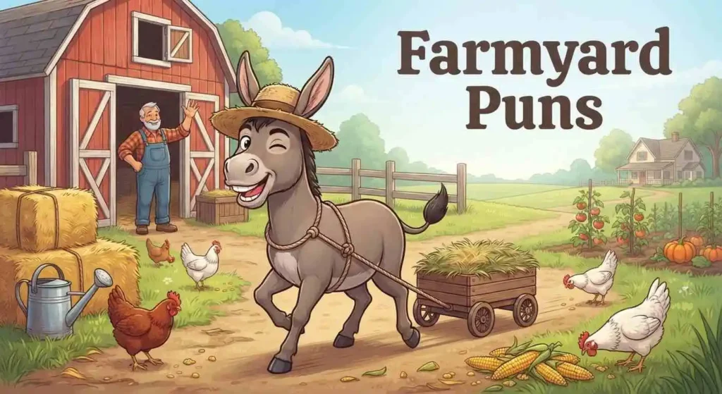 Funny donkey on a farm