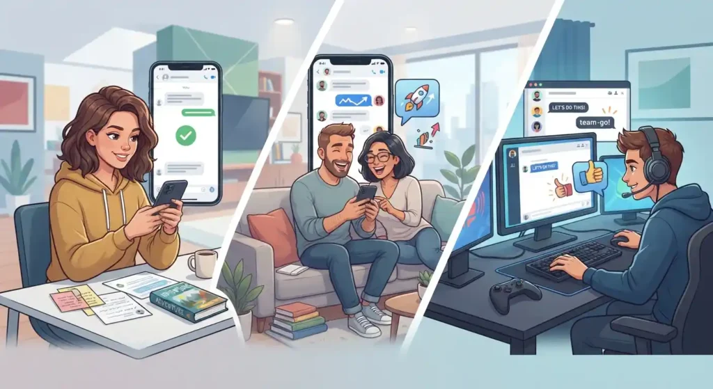 Adults using FIWB in texts group chats and gaming
