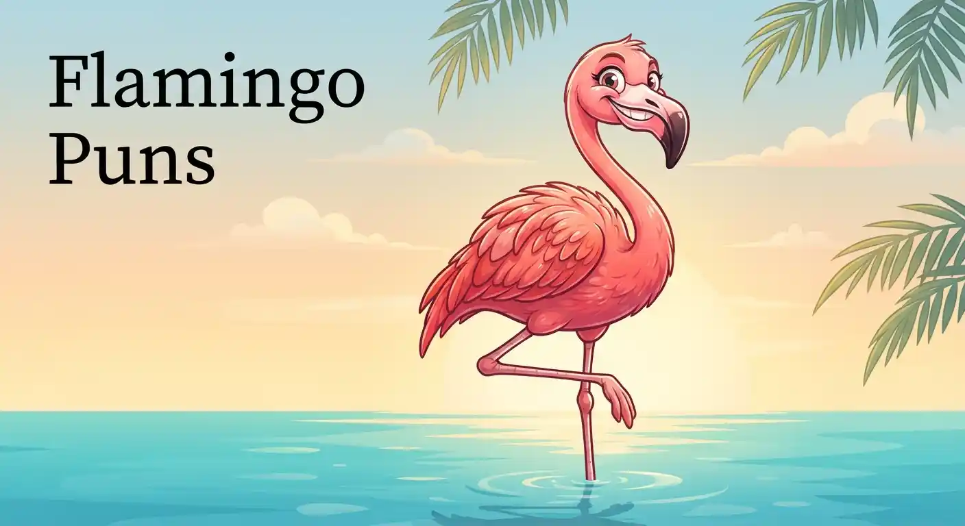 Colorful flamingo posing playfully
