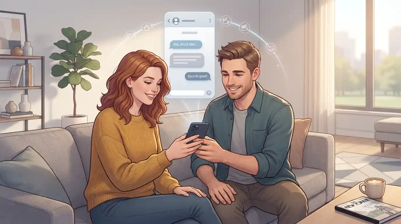 Two adults discussing an FWB relationship through text messages