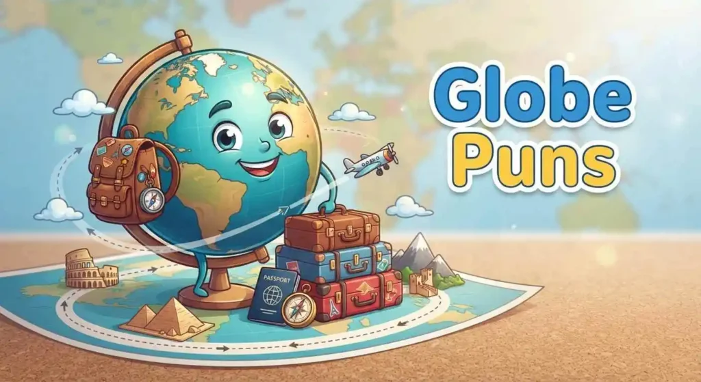 Funny globe exploring the world