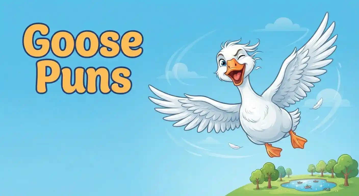 Funny goose flying