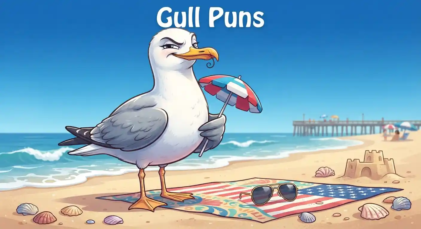 Funny gull enjoying a beach day