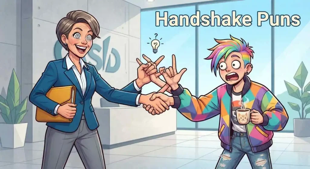 Funny handshake between friends
