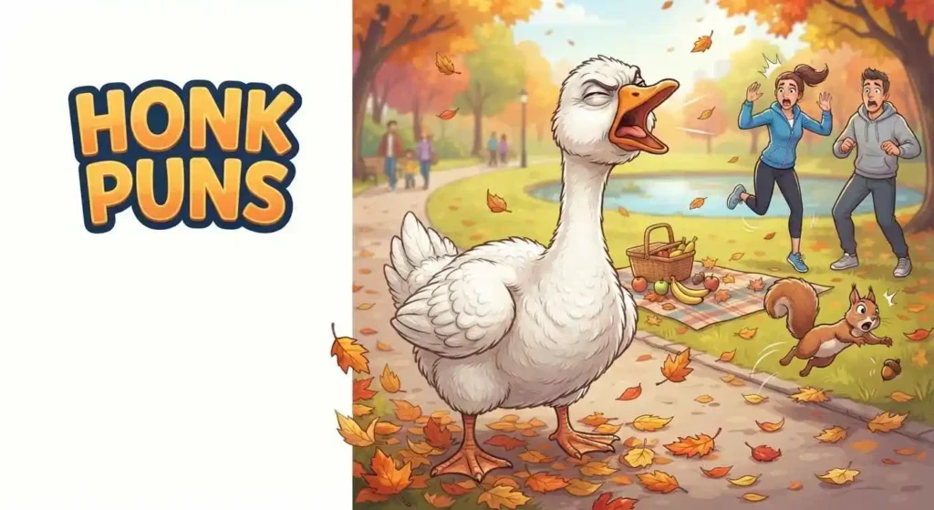 Goose honking in park