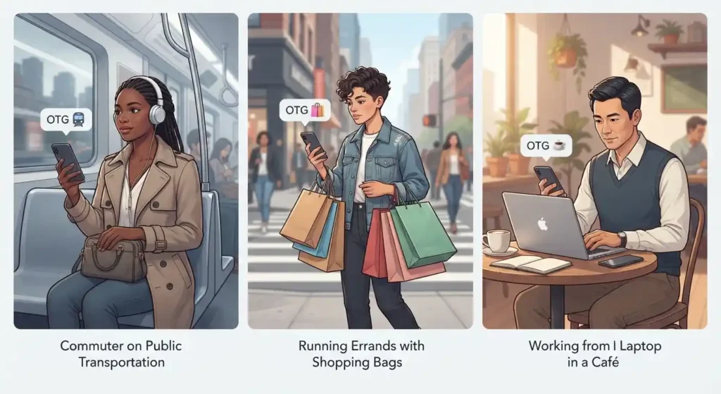 Person texting while on the go