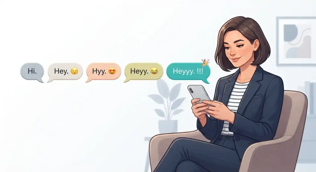 Text messages showing different greeting tones