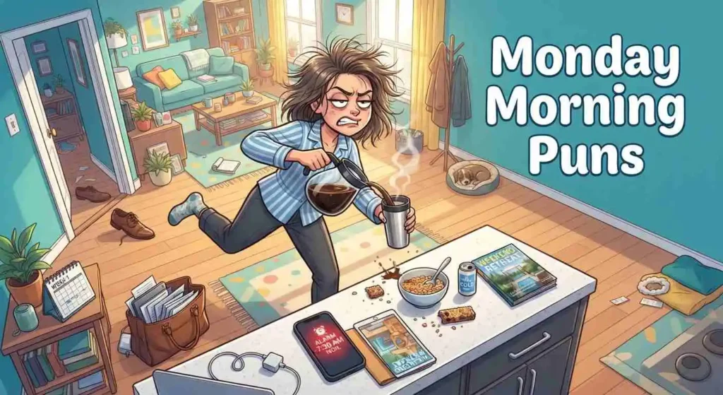Funny Monday coffee morning scene