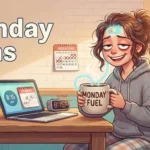 Tired worker starting Monday morning