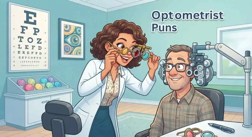 Funny optometrist eye exam