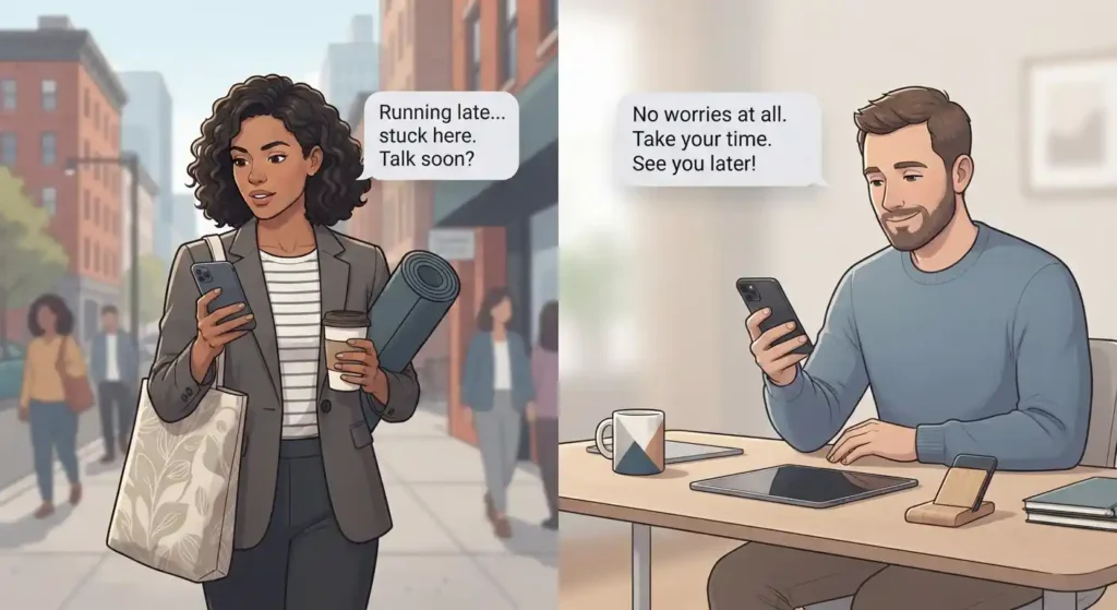 Person explaining they are busy
